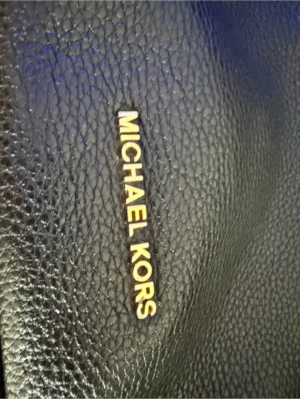 Michael Kors Black Pebbled Leather Hobo Shoulder Bag with Gold Hardware